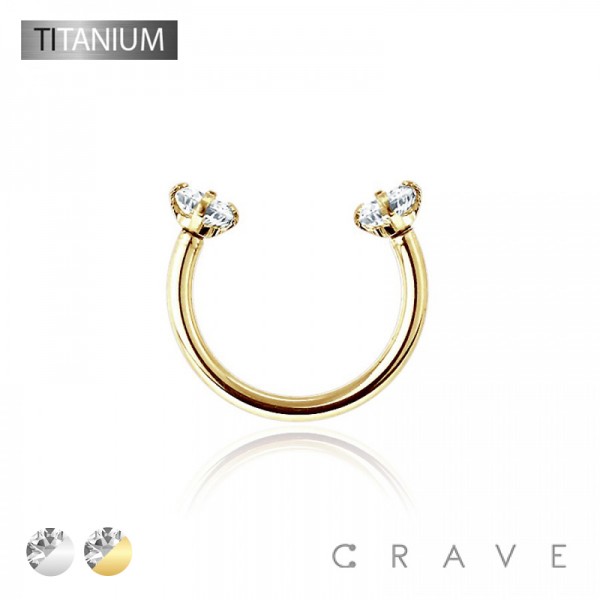 INTERNALLY THREADED CZ PRONG SET HORSESHOE ASTM F-136 IMPLANT GRADE TITANIUM INTERNALLY THREADED CZ PRONG SET HORSESHOE ASTM F-136 IMPLANT GRADE TITANIUM